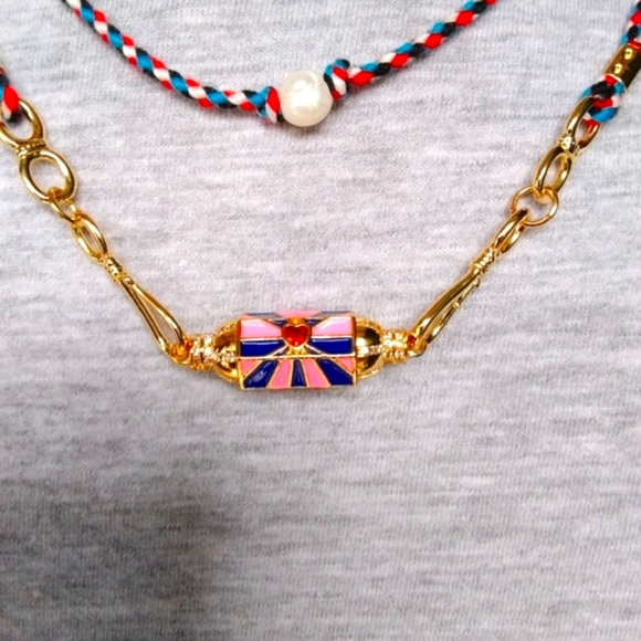 Necklace on multicolored silk cord - Picture 3 of 5